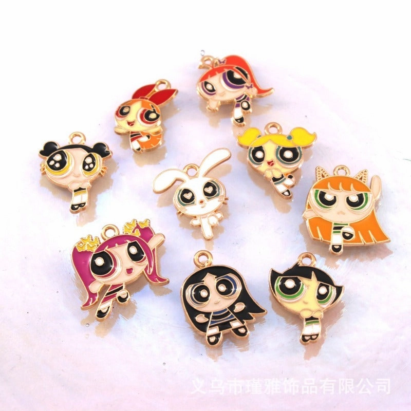 Wholesale 10pcs Creative Big Eyes Cartoon Diy Alloy Oil Drop Pendant