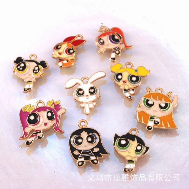 Wholesale 10pcs Creative Big Eyes Cartoon Diy Alloy Oil Drop Pendant