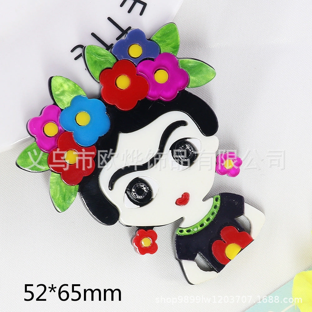 Wholesale 10pcs cute glasses girls women diy acrylic brooch accessories clothes bag badge
