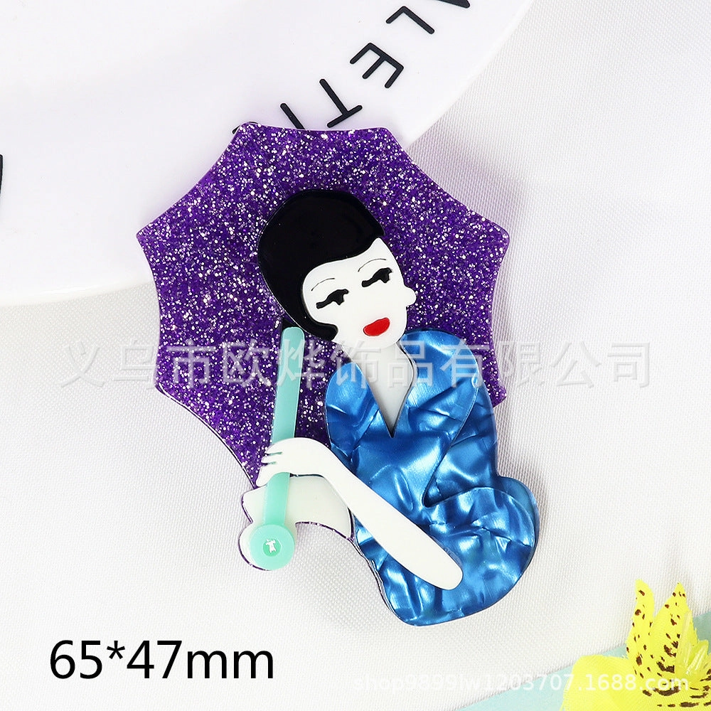 Wholesale 10pcs cute glasses girls women diy acrylic brooch accessories clothes bag badge