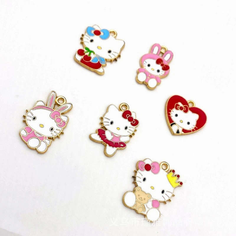 Wholesale 10pcs Cute Kitten Cartoon Alloy Oil Drop Diy Pendant