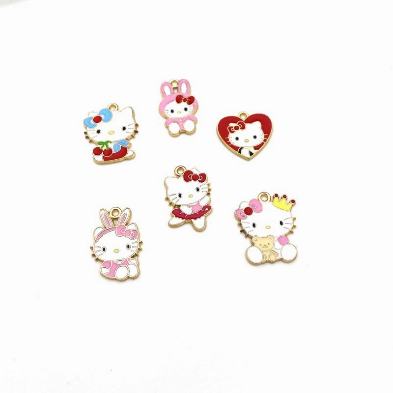 Wholesale 10pcs Cute Kitten Cartoon Alloy Oil Drop Diy Pendant