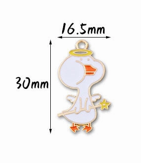 Wholesale 10pcs Cute Refueling Duck Love DIY Alloy Oil Drop Pendant Earring Keychain Pendant
