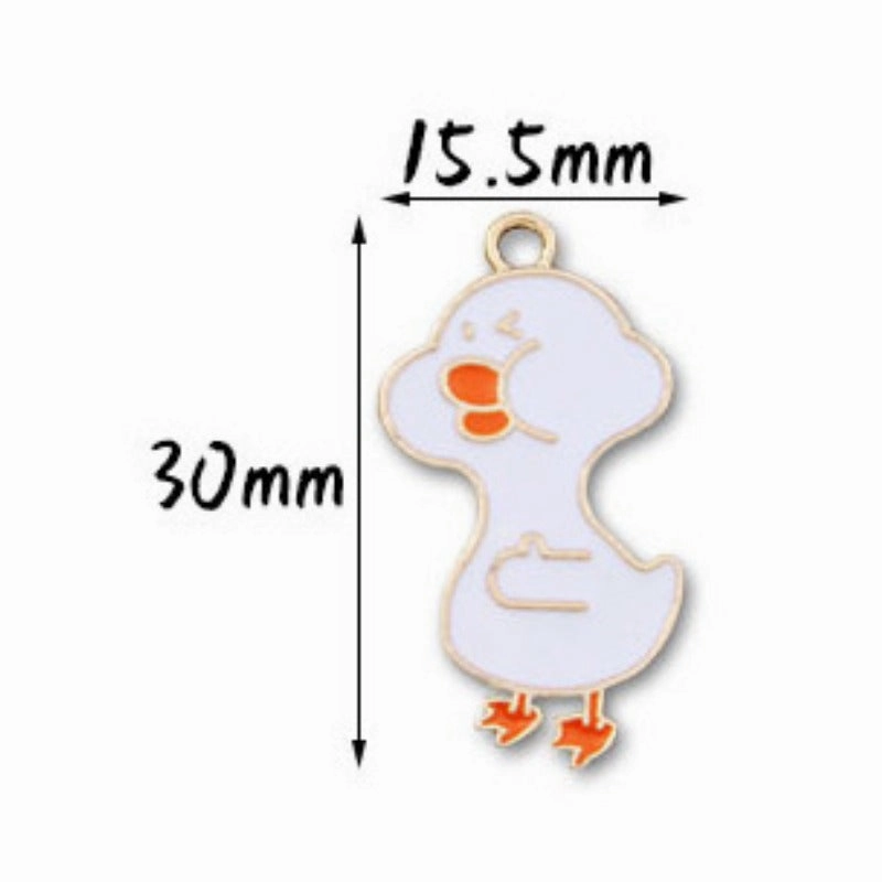 Wholesale 10pcs Cute Refueling Duck Love DIY Alloy Oil Drop Pendant Earring Keychain Pendant