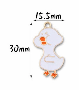 Wholesale 10pcs Cute Refueling Duck Love DIY Alloy Oil Drop Pendant Earring Keychain Pendant