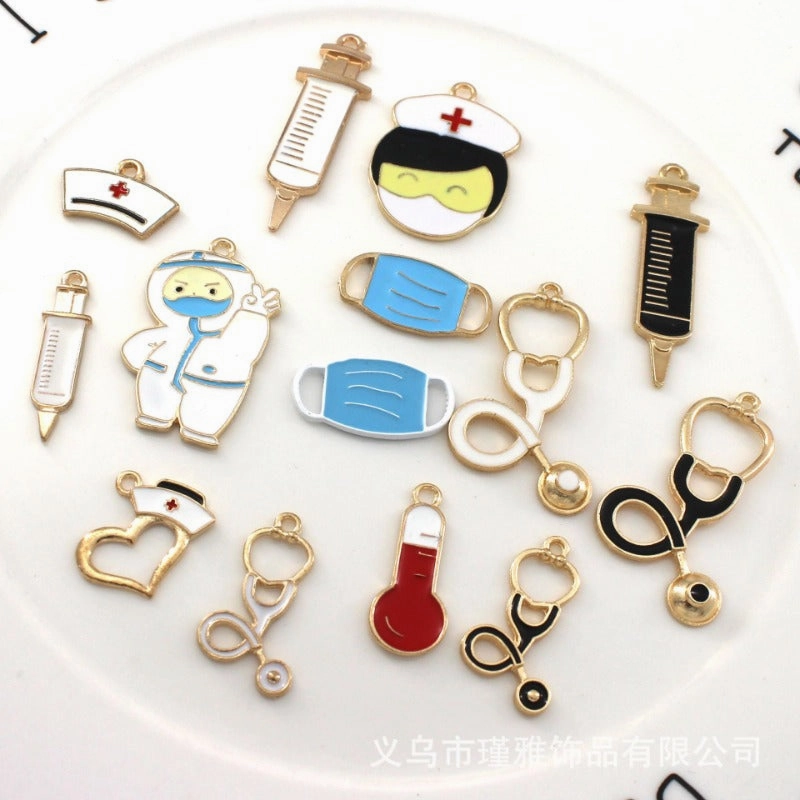 Wholesale 10pcs Doctor Nurse Thermometer Alloy Oil Drop Pendant Diy Pendant