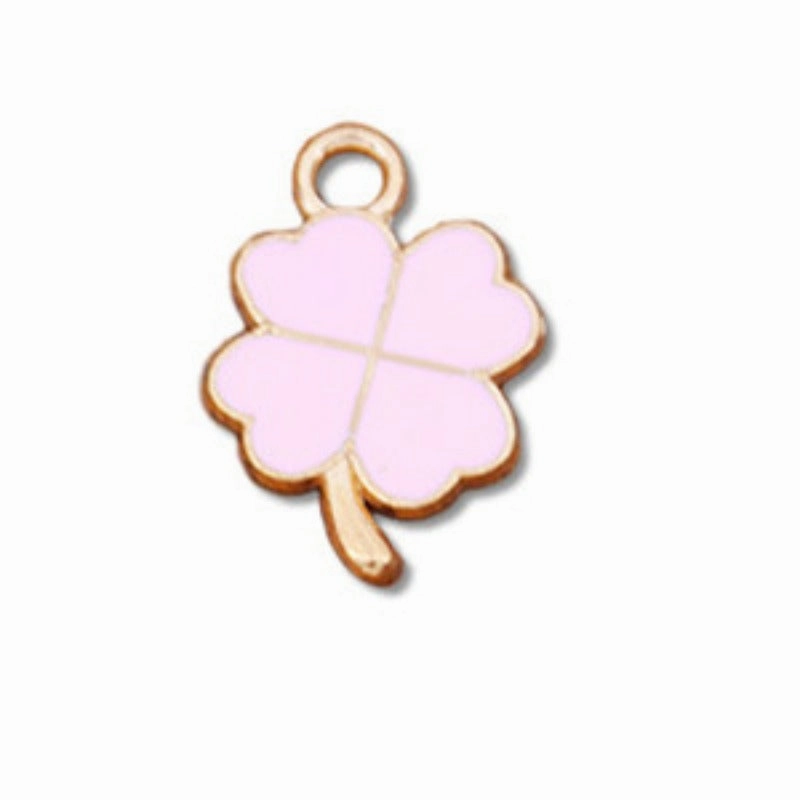 Wholesale 10pcs Four Color Lucky Clover Diy Alloy Oil Drop Pendant