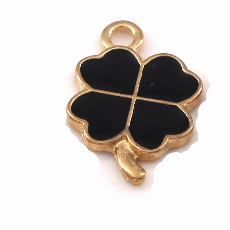 Wholesale 10pcs Four Color Lucky Clover Diy Alloy Oil Drop Pendant