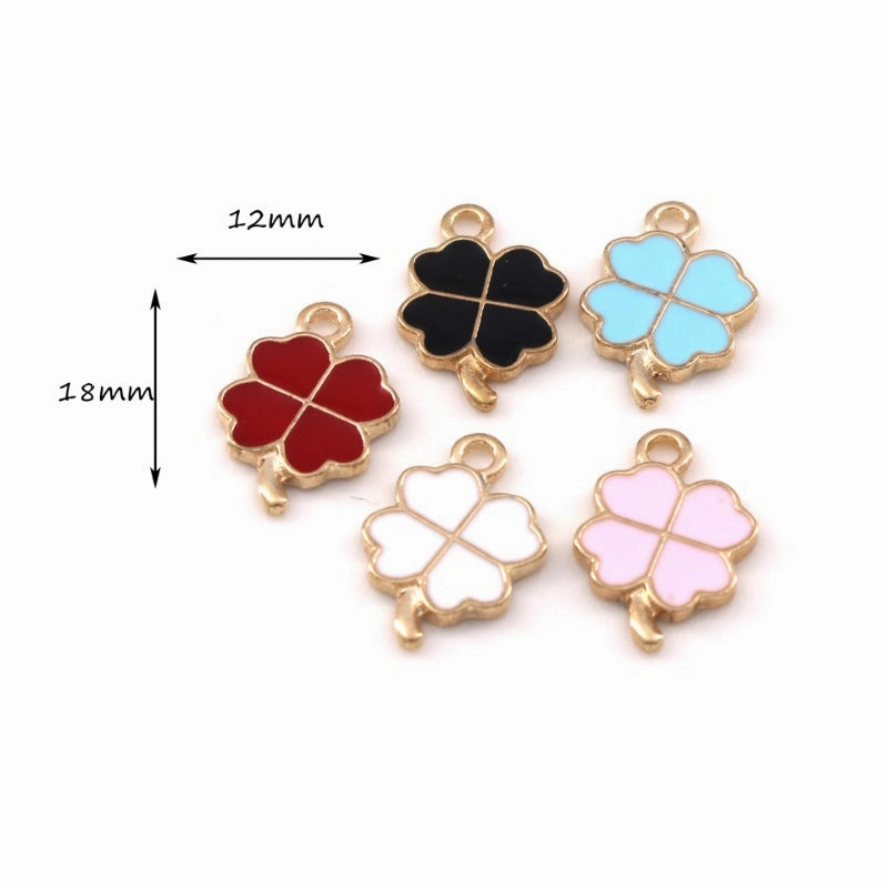 Wholesale 10pcs Four Color Lucky Clover Diy Alloy Oil Drop Pendant