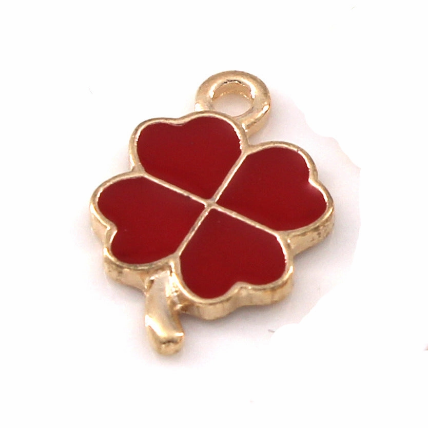 Wholesale 10pcs Four Color Lucky Clover Diy Alloy Oil Drop Pendant