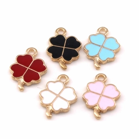 Wholesale 10pcs Four Color Lucky Clover Diy Alloy Oil Drop Pendant