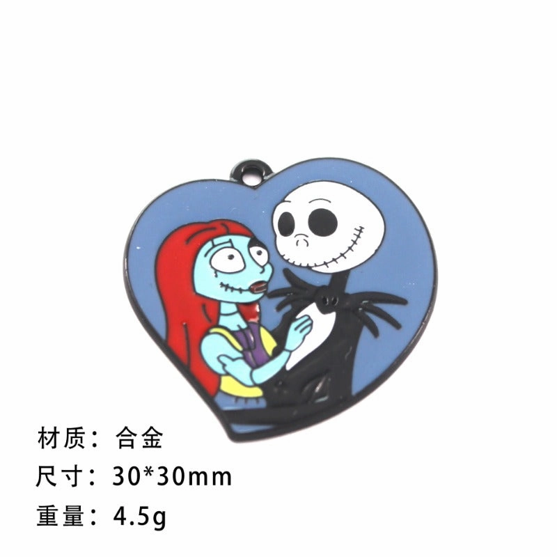 Wholesale 10pcs Funny Skull Ghost Cartoon DIY Alloy Oil Drop Pendant