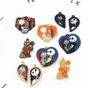 Wholesale 10pcs Funny Skull Ghost Cartoon DIY Alloy Oil Drop Pendant
