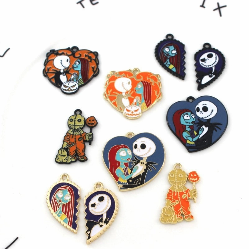 Wholesale 10pcs Funny Skull Ghost Cartoon DIY Alloy Oil Drop Pendant
