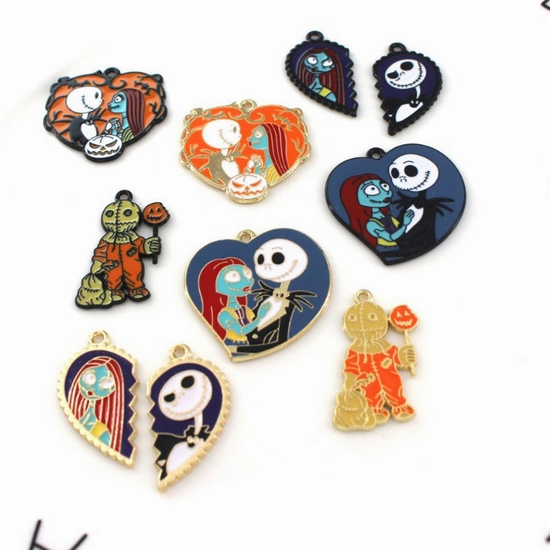 Wholesale 10pcs Funny Skull Ghost Cartoon DIY Alloy Oil Drop Pendant