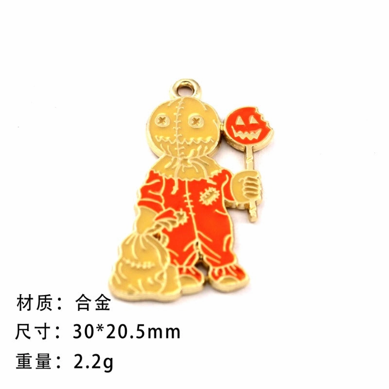 Wholesale 10pcs Funny Skull Ghost Cartoon DIY Alloy Oil Drop Pendant