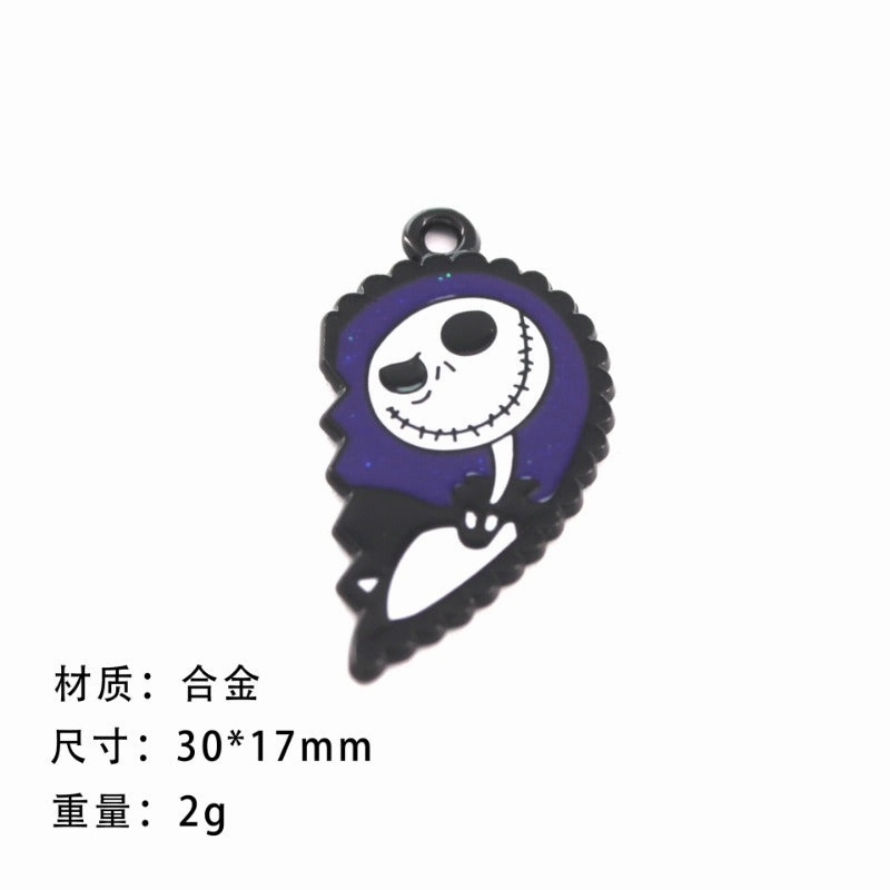 Wholesale 10pcs Funny Skull Ghost Cartoon DIY Alloy Oil Drop Pendant