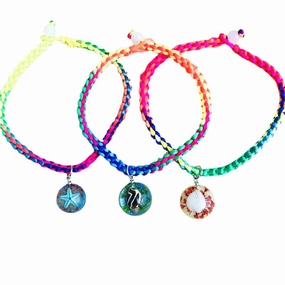Wholesale 10PCS Handwoven Colorful Rope Amber Starfish Resin Bracelet