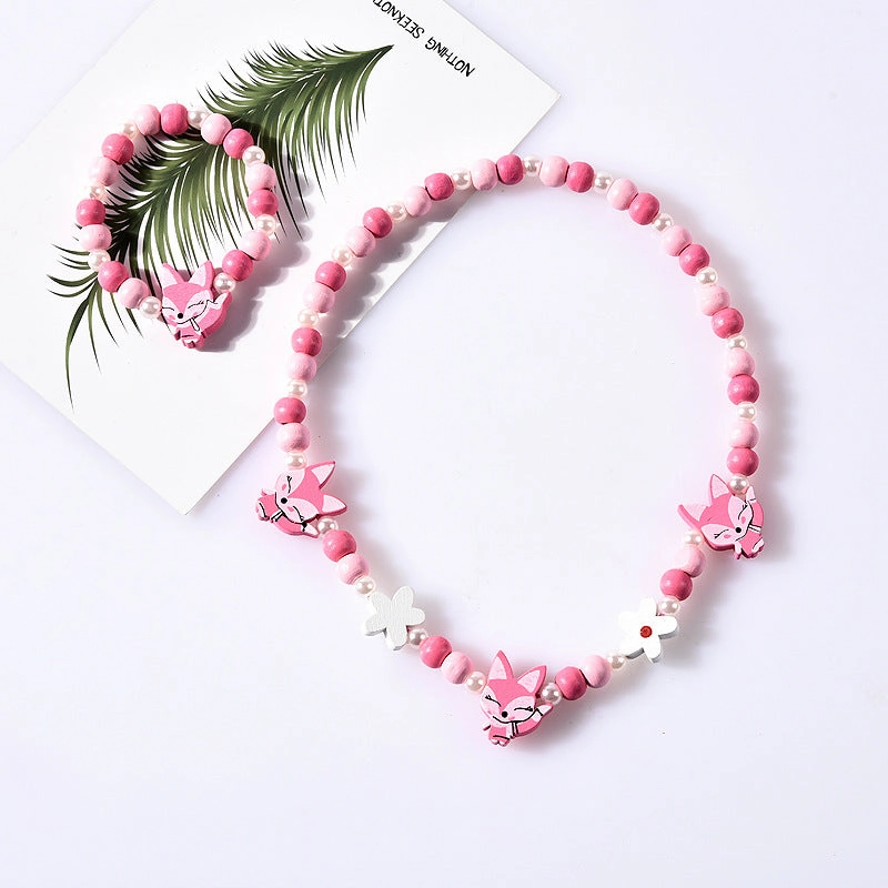 Wholesale 10PCS Kids Mixed Color Beaded Bracelet Necklace Set