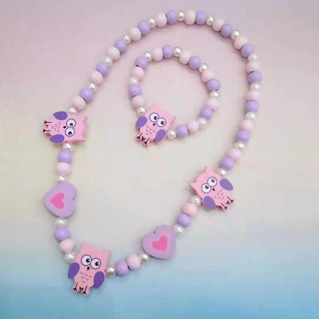Wholesale 10PCS Kids Wooden Beaded Bracelet Necklace Set