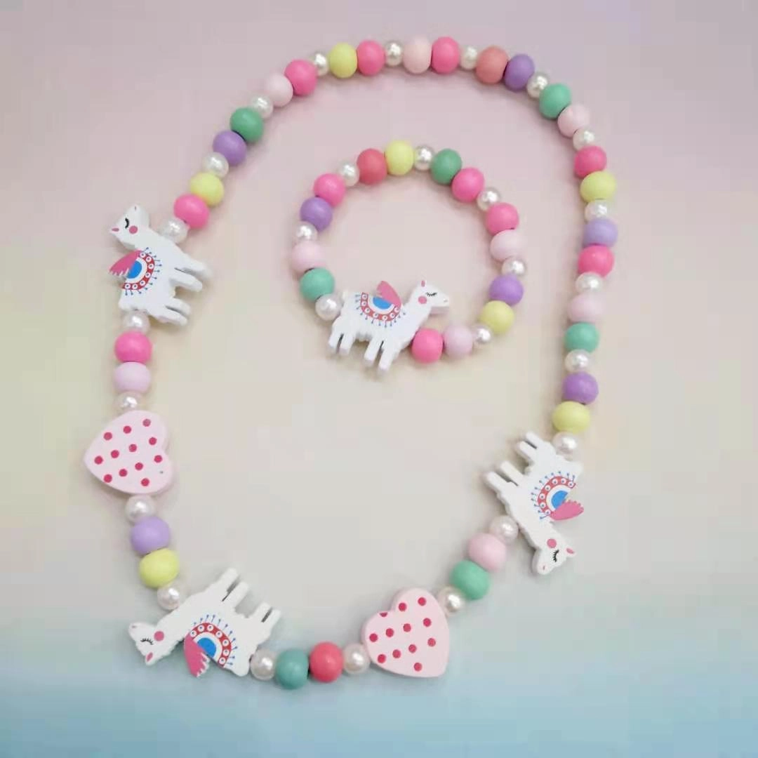 Wholesale 10PCS Kids Wooden Beaded Bracelet Necklace Set