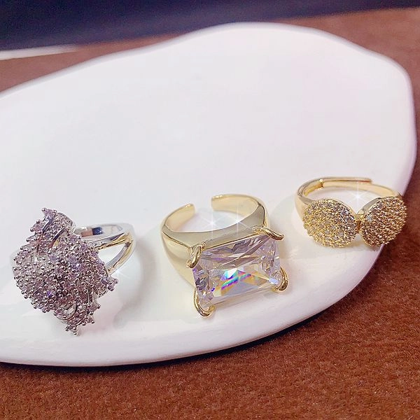 Wholesale 10pcs Light Luxury Temperament Micro-set Zircon Ring