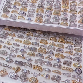 Wholesale 10pcs Light Luxury Temperament Micro-set Zircon Ring