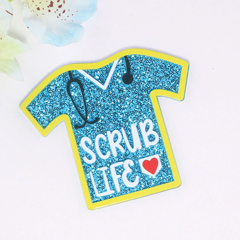 Wholesale 10pcs loose powder cartoon nurse clothes letter bag jewelry acrylic pin cute DIY patch accessories