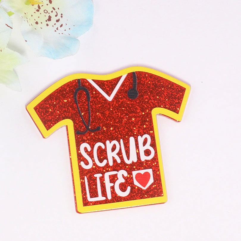 Wholesale 10pcs loose powder cartoon nurse clothes letter bag jewelry acrylic pin cute DIY patch accessories