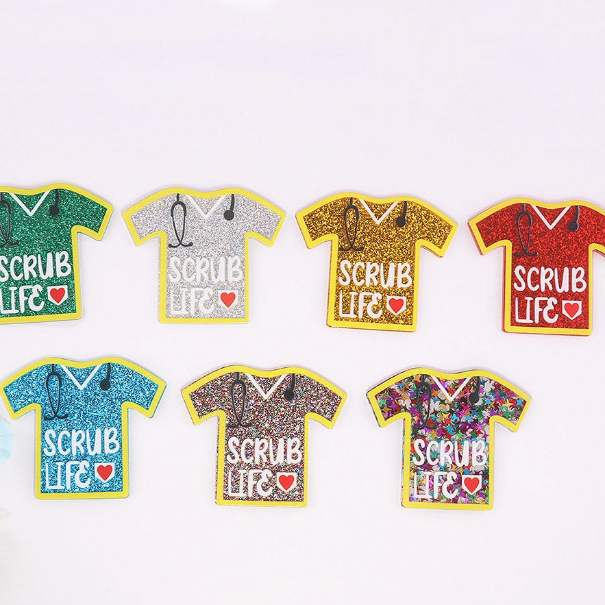 Wholesale 10pcs loose powder cartoon nurse clothes letter bag jewelry acrylic pin cute DIY patch accessories