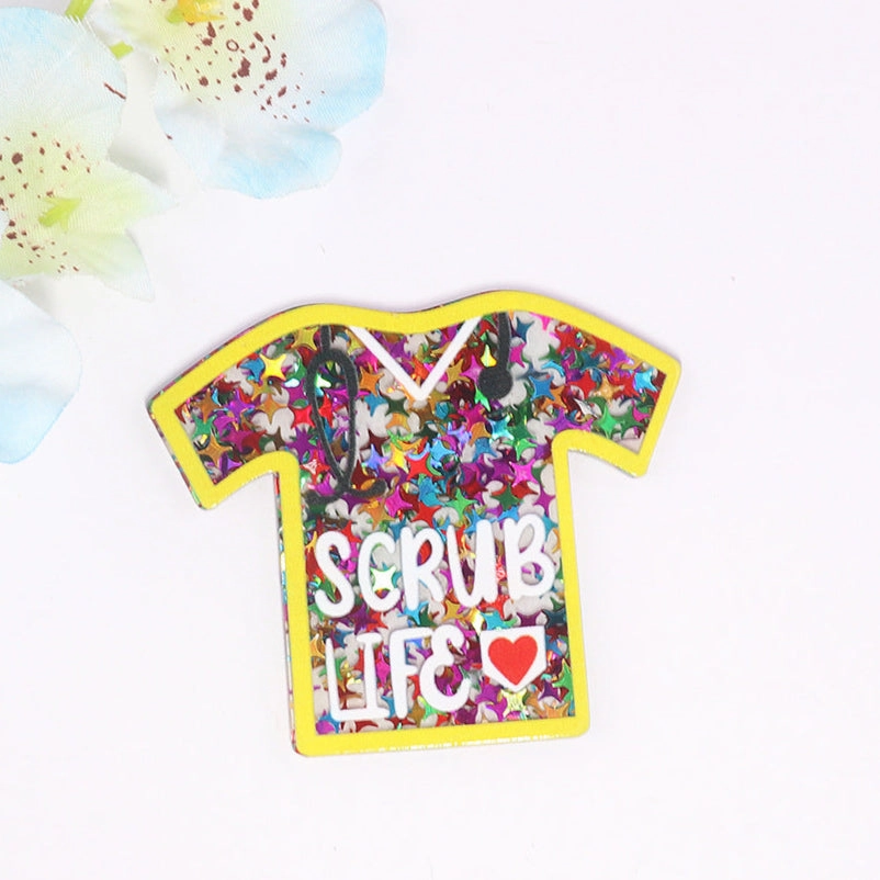 Wholesale 10pcs loose powder cartoon nurse clothes letter bag jewelry acrylic pin cute DIY patch accessories