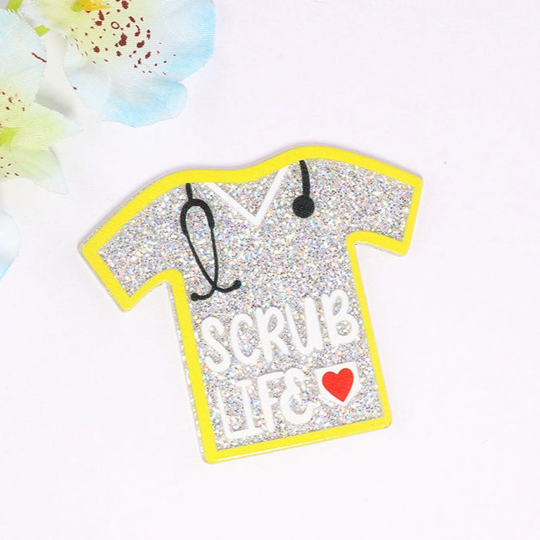 Wholesale 10pcs loose powder cartoon nurse clothes letter bag jewelry acrylic pin cute DIY patch accessories