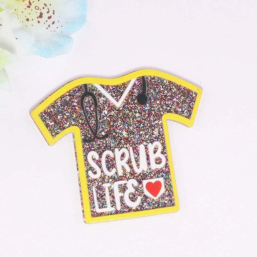 Wholesale 10pcs loose powder cartoon nurse clothes letter bag jewelry acrylic pin cute DIY patch accessories
