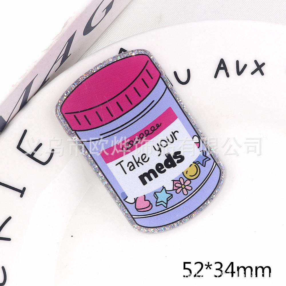 Wholesale 10pcs loose powder cartoon nurse clothes letters acrylic DIY patch accessories
