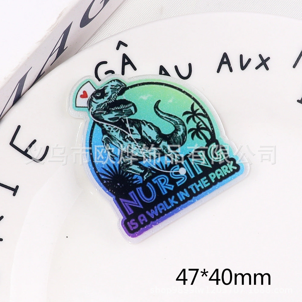 Wholesale 10pcs loose powder cartoon nurse clothes letters acrylic DIY patch accessories