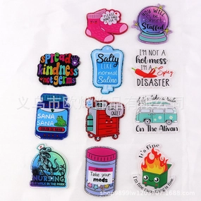 Wholesale 10pcs loose powder cartoon nurse clothes letters acrylic DIY patch accessories
