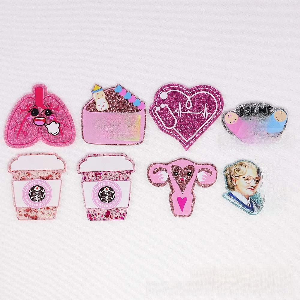 Wholesale 10pcs loose powder cartoon organ beverage bottle personalized bag jewelry acrylic pin cute DIY patch