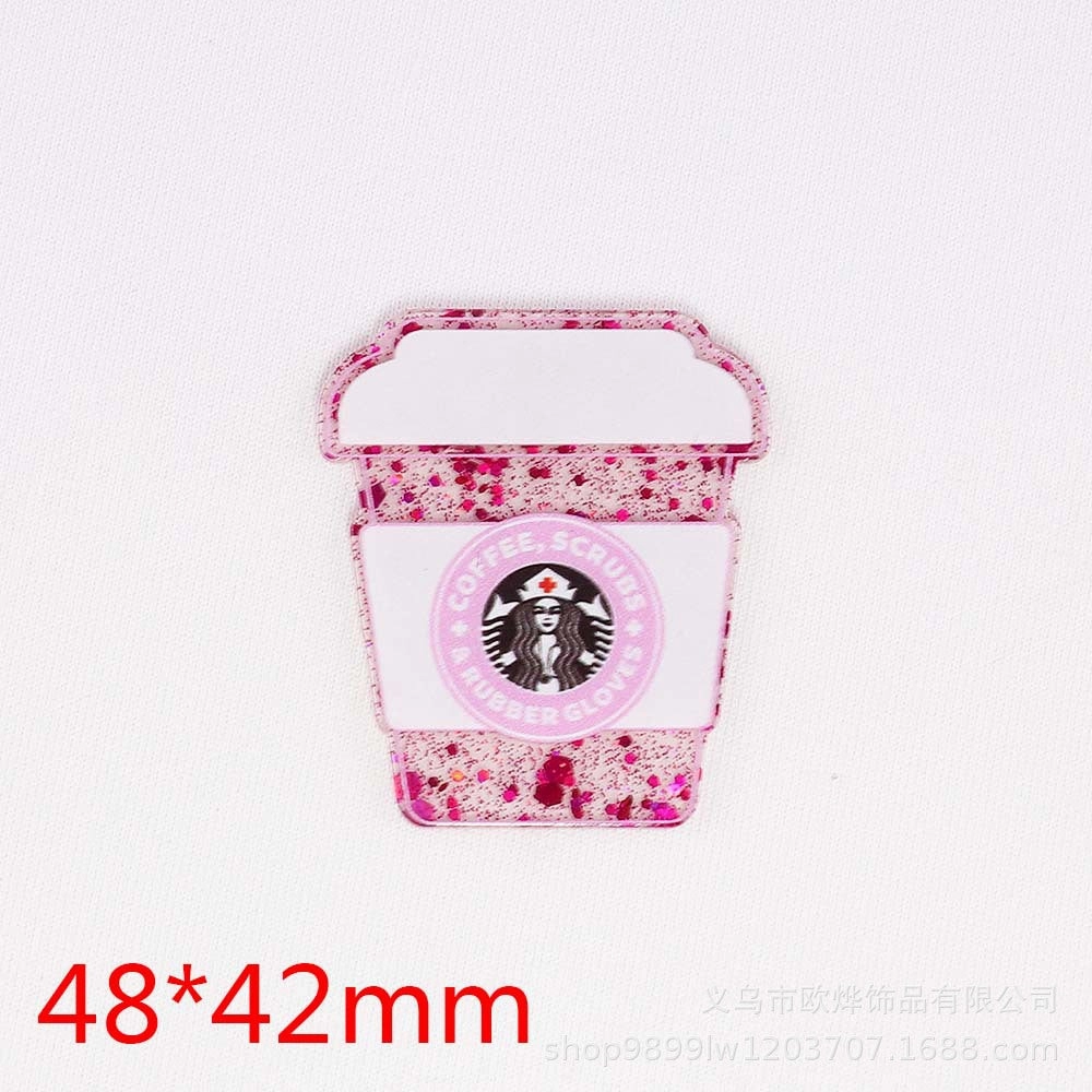 Wholesale 10pcs loose powder cartoon organ beverage bottle personalized bag jewelry acrylic pin cute DIY patch
