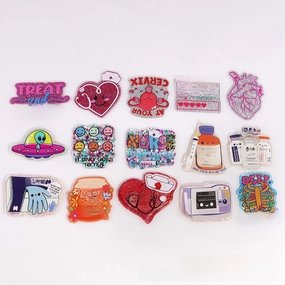 Wholesale 10pcs loose powder cartoon organ medical love bag jewelry acrylic pin DIY patch accessories