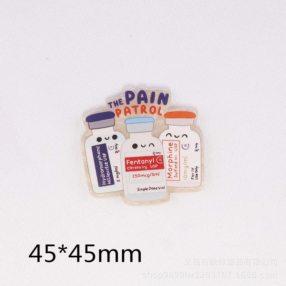 Wholesale 10pcs loose powder cartoon organ medical love bag jewelry acrylic pin DIY patch accessories
