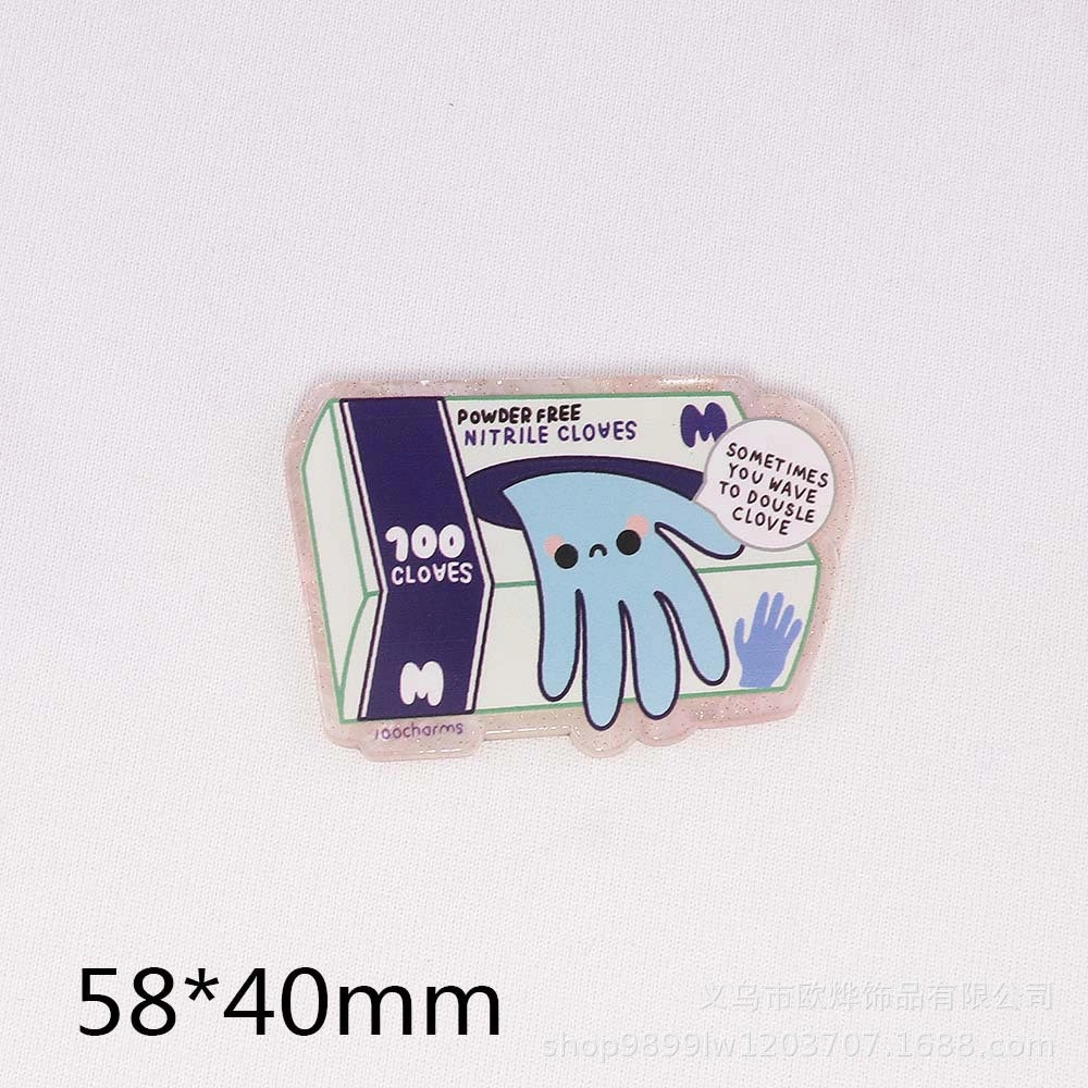 Wholesale 10pcs loose powder cartoon organ medical love bag jewelry acrylic pin DIY patch accessories
