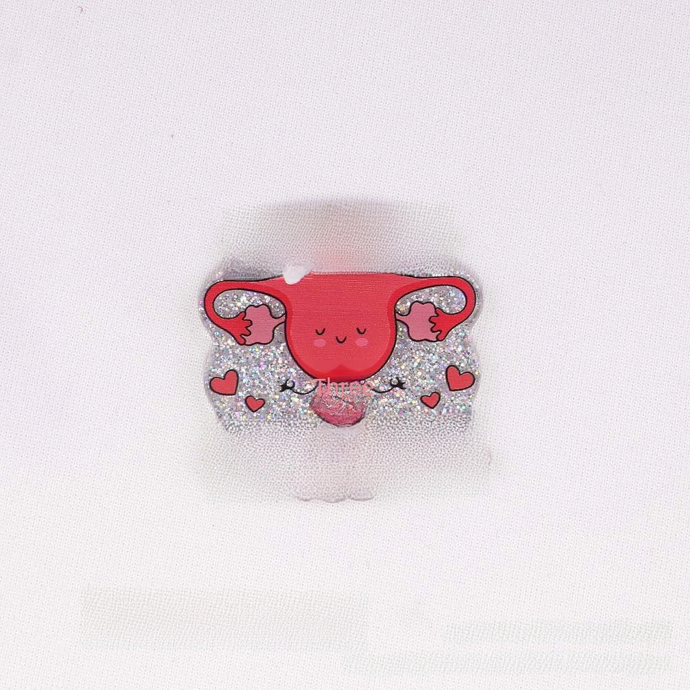 Wholesale 10pcs loose powder cartoon organ medical love bag jewelry acrylic pin DIY patch accessories