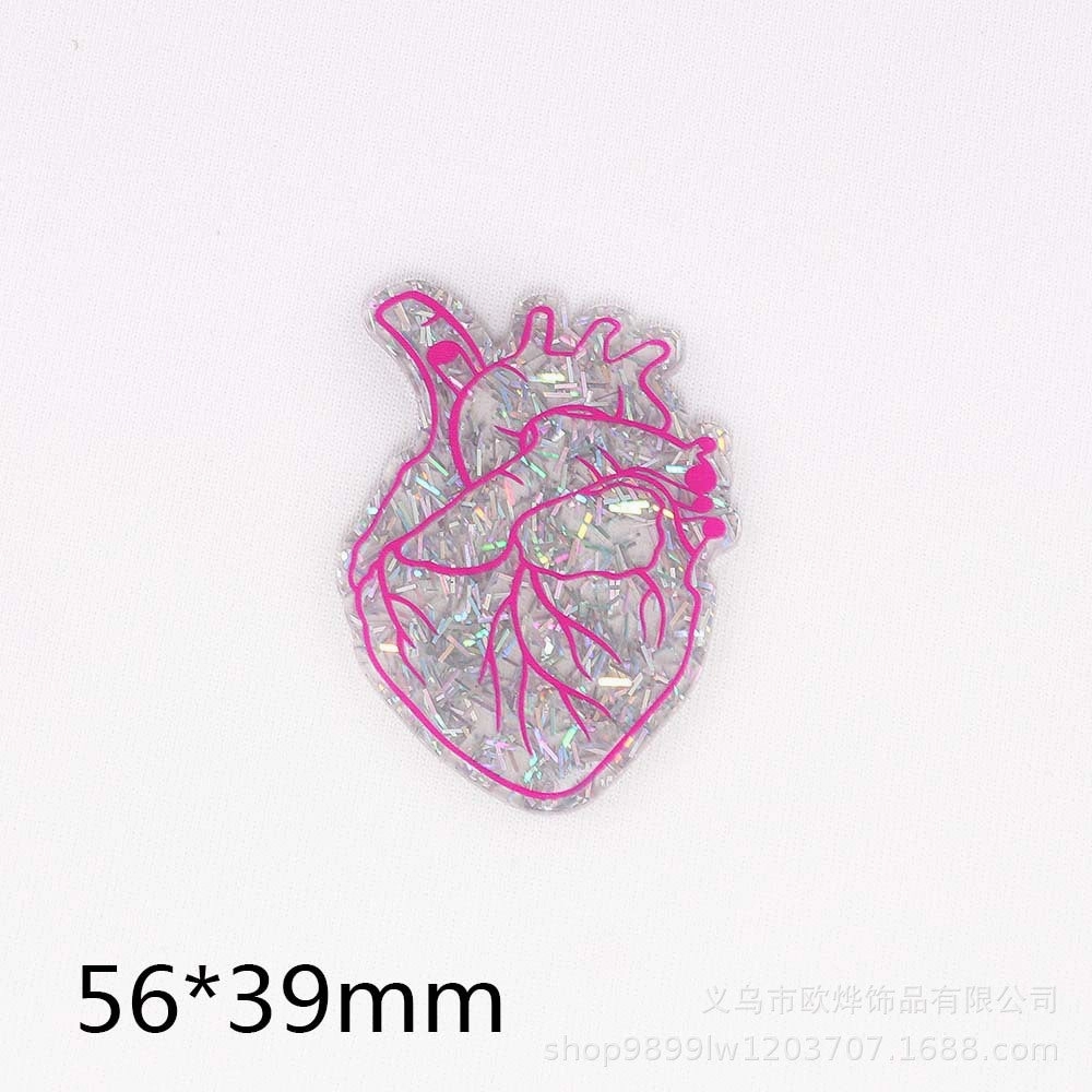 Wholesale 10pcs loose powder cartoon organ medical love bag jewelry acrylic pin DIY patch accessories