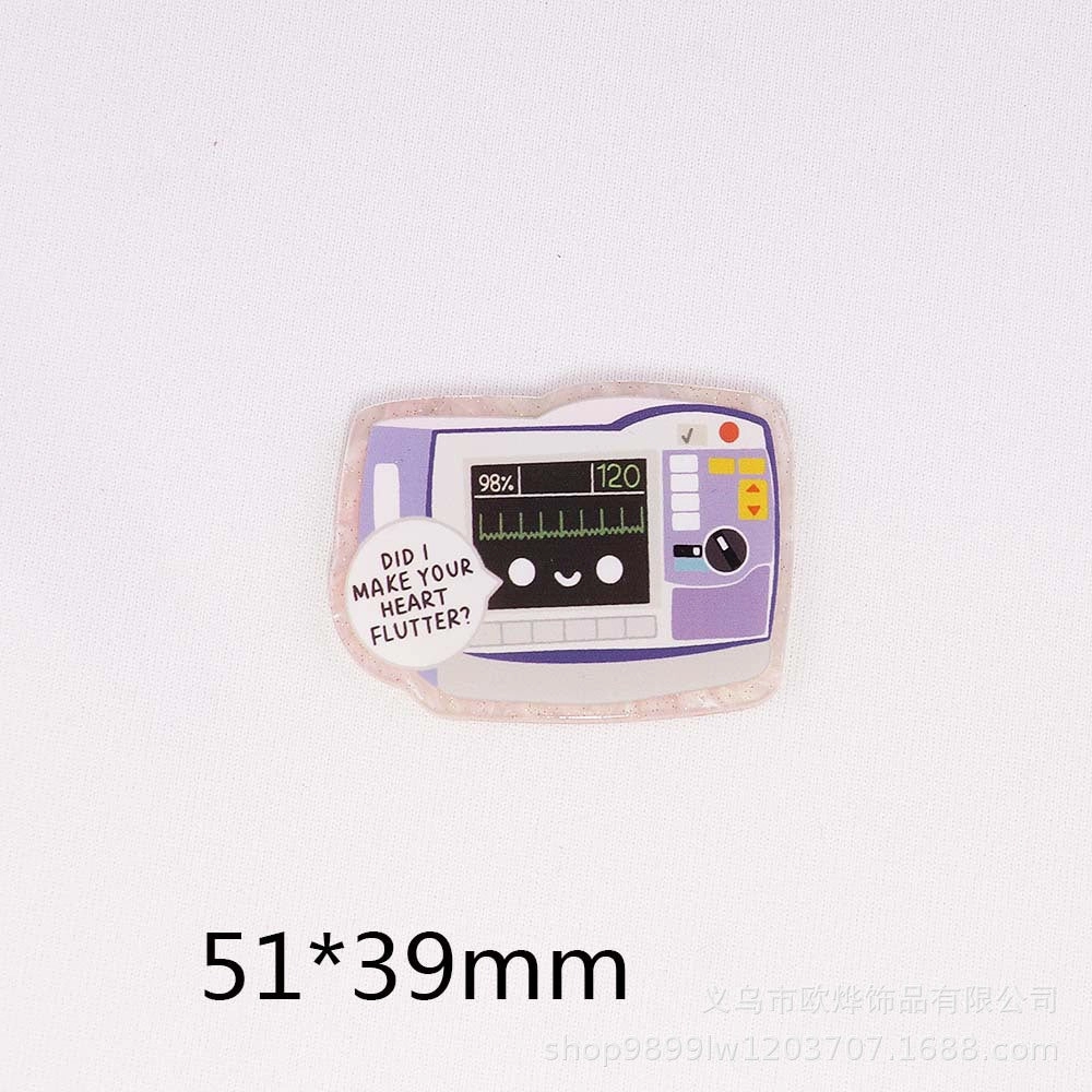 Wholesale 10pcs loose powder cartoon organ medical love bag jewelry acrylic pin DIY patch accessories