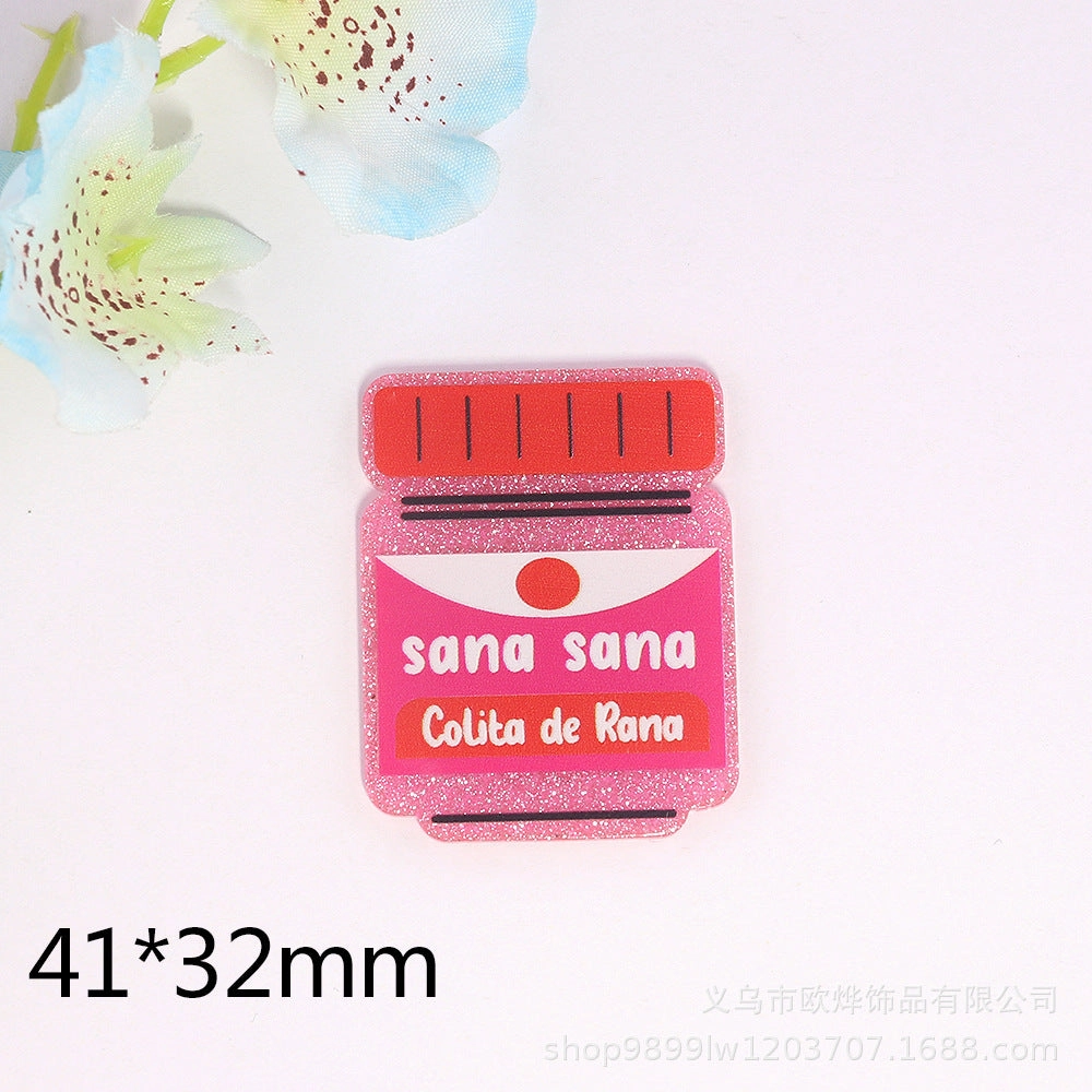 Wholesale 10pcs New loose pink cartoon organ beverage bottle personalized bag jewelry acrylic pin cute DIY patch