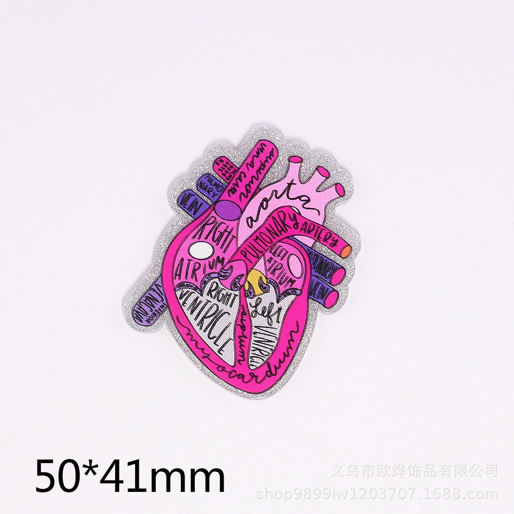 Wholesale 10pcs New loose pink cartoon organ beverage bottle personalized bag jewelry acrylic pin cute DIY patch