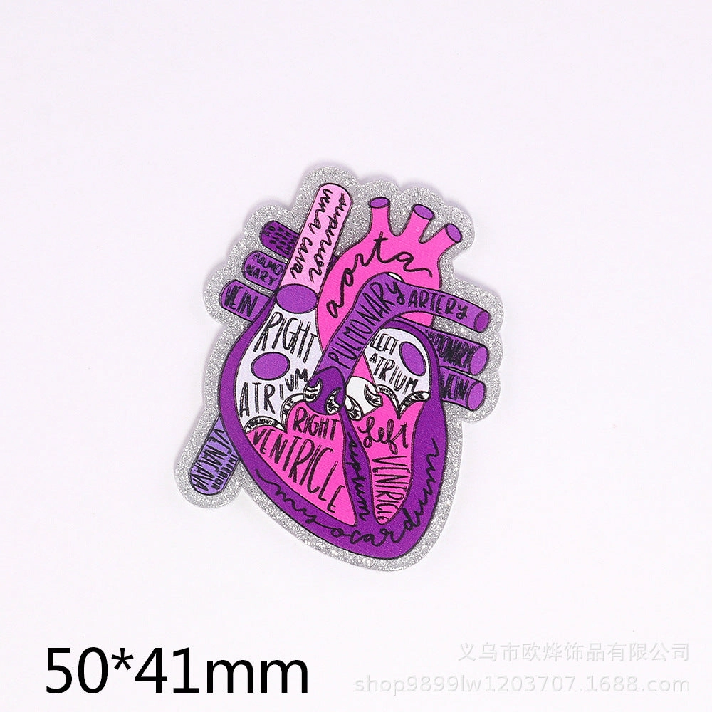 Wholesale 10pcs New loose pink cartoon organ beverage bottle personalized bag jewelry acrylic pin cute DIY patch