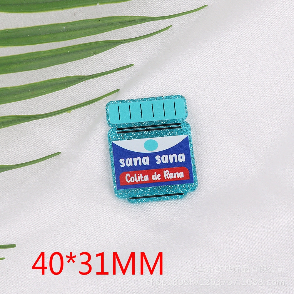 Wholesale 10pcs New loose pink cartoon organ beverage bottle personalized bag jewelry acrylic pin cute DIY patch