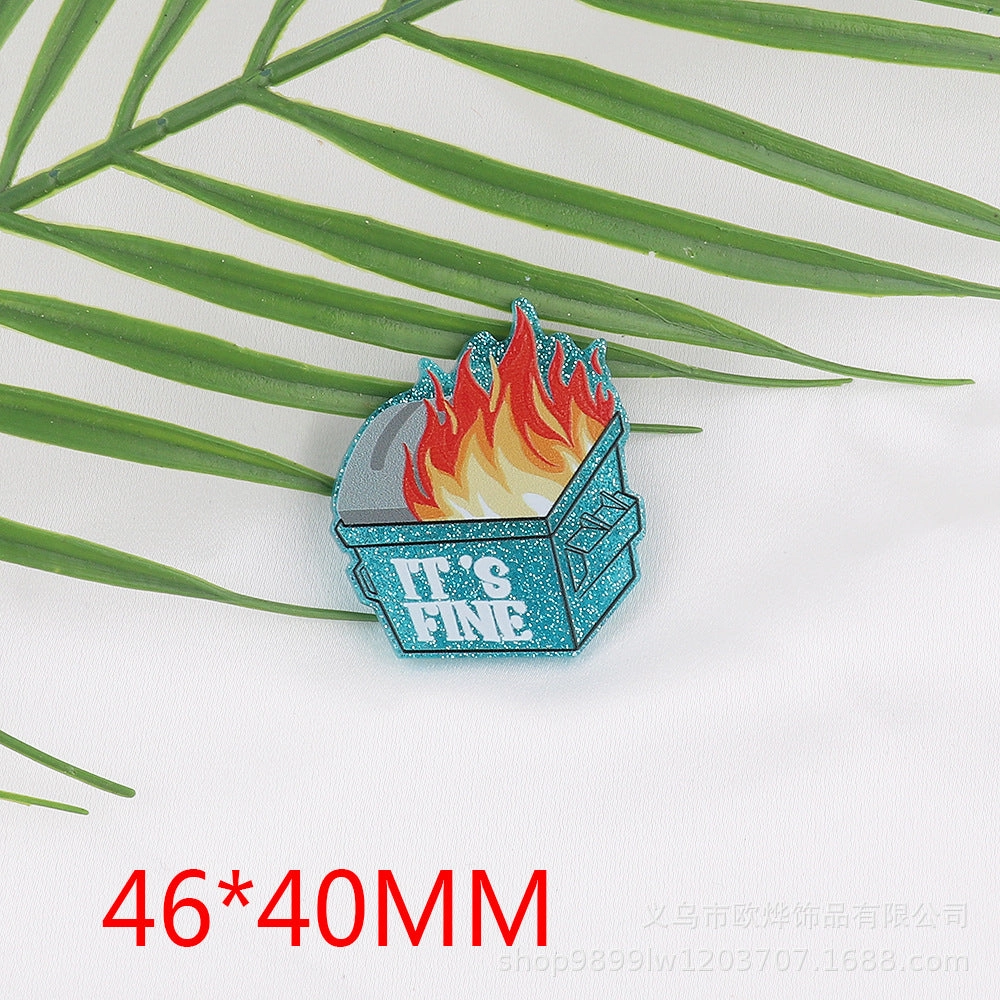 Wholesale 10pcs New loose pink cartoon organ beverage bottle personalized bag jewelry acrylic pin cute DIY patch