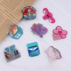 Wholesale 10pcs New loose pink cartoon organ beverage bottle personalized bag jewelry acrylic pin cute DIY patch